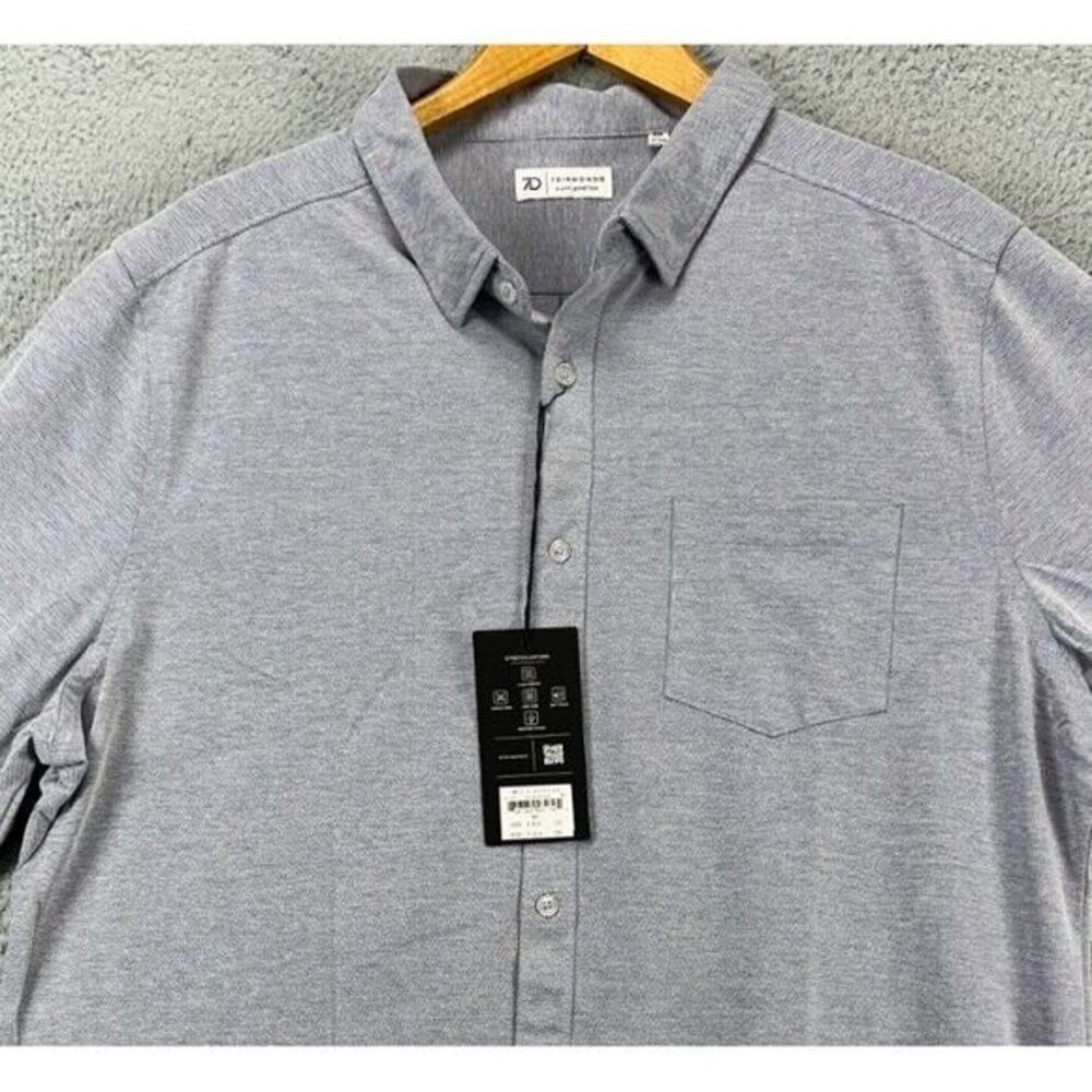7 Diamonds 7D Shirt Men 2XL Oxford Light Navy 4-Way Stretch Button Up Pocket NEW